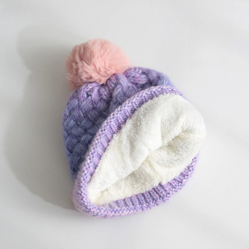2025, neue verdickte Fleece-Strickmütze mit Farbverlauf für Damen und Herren, Outdoor-Strickmütze im Kopf-Stil, warme, gemütliche Strickmütze – Detail 10