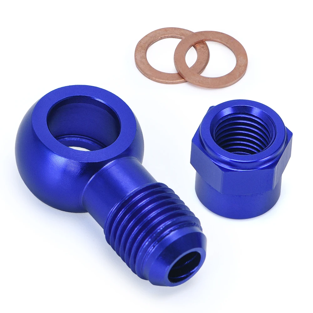 LZONE - ALUMINUM BLUE 044 Fuel Pump AN6 to 12.5MM Outlet Banjo Adapter Fitting + Cap JR-FK045BL