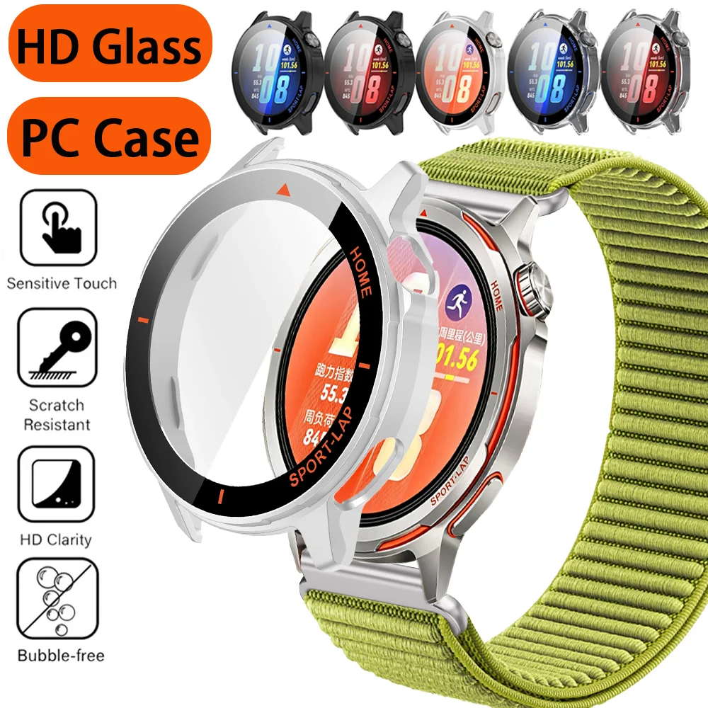 Funda para PC + Cristal Templado HD para Huawei Watch GT Runner 2, Protector de Pantalla para Reloj Inteligente, Cubierta Protectora Rígida de Cobertura Total