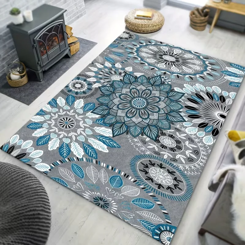 Boho Southwest Aztec Geometric Pattern Area Rug Non Slip Mat Vintage Ethnic Style Living Room Bedroom Kitchen Decor Carpet