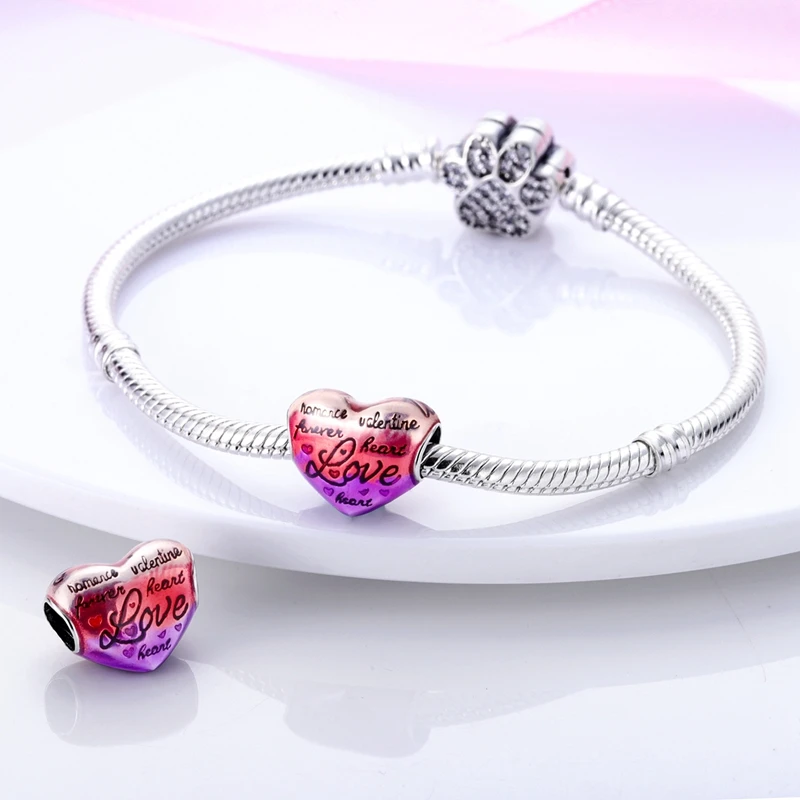 100% 925 Silver Emotional Expression Wishes Heart-Shaped Design Sweet Charms Beads 3mm DIY Fine Jewelry Making