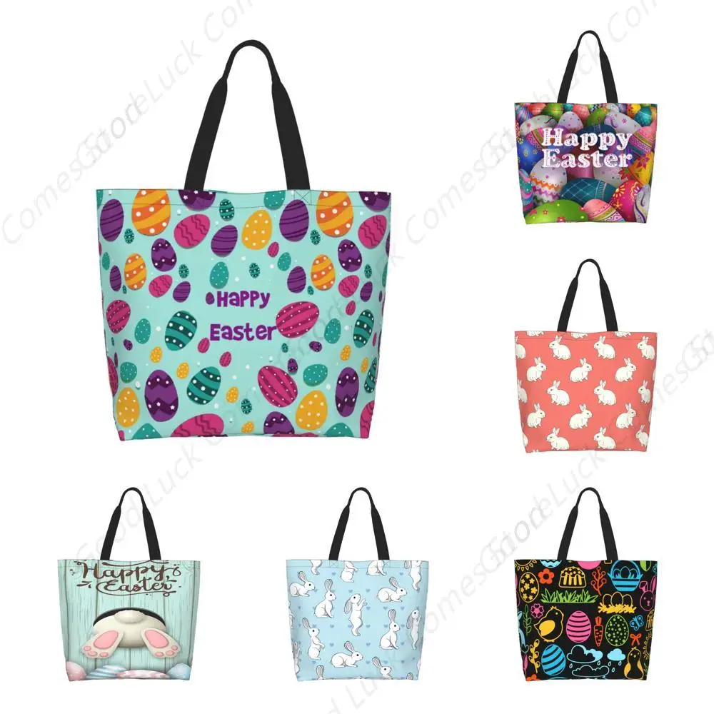 

Большие многоразовые сумки для продуктов Пасхального кролика для женщин и мужчин, сумка для пасхальной вечеринки, пляжная дорожная сумка для покупок