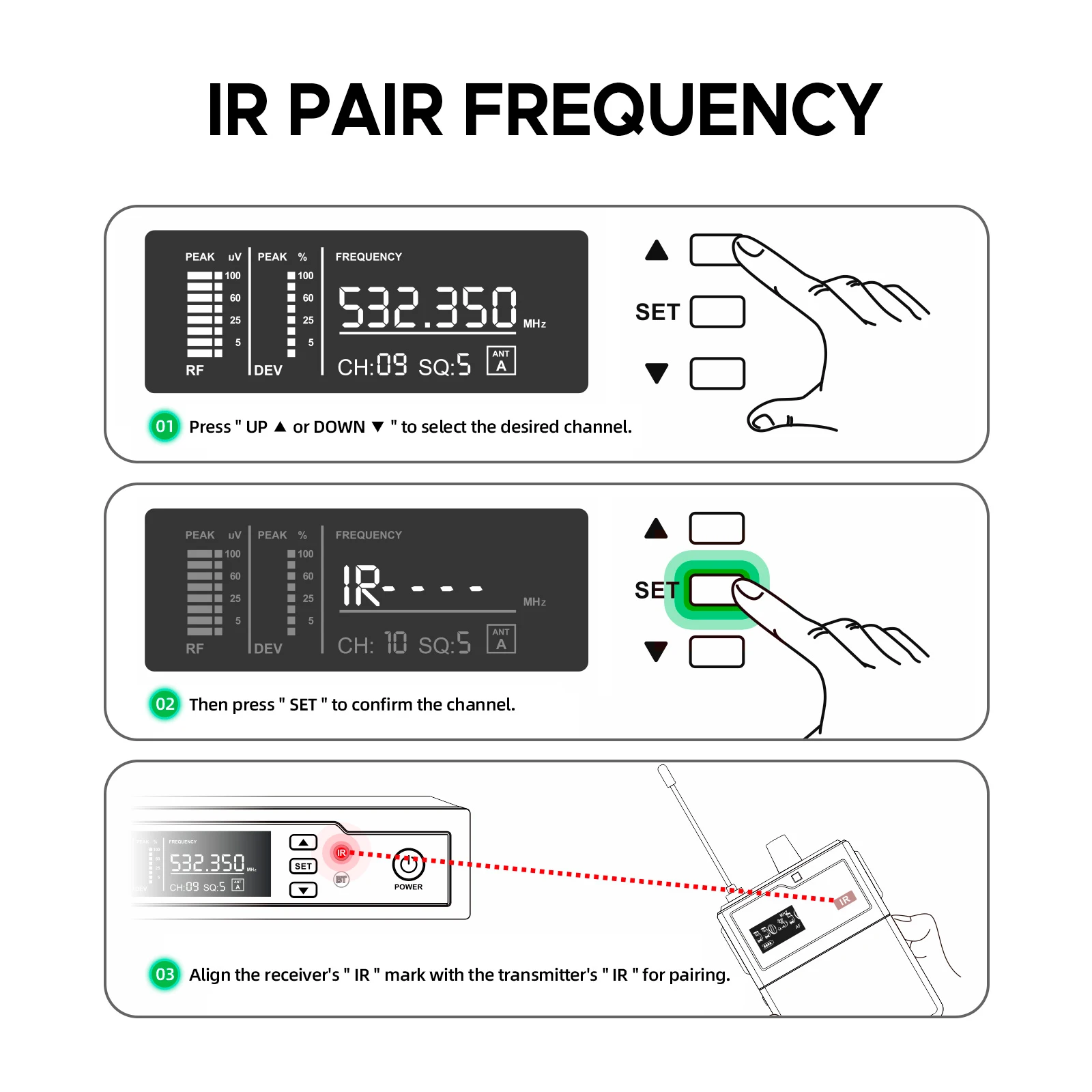 FROKET IEM-810 UHF Sistema de monitoramento intra-auricular sem fio com alcance de 80m 530-580MHZ para performance em palco, gravação, banda, batedor, igreja