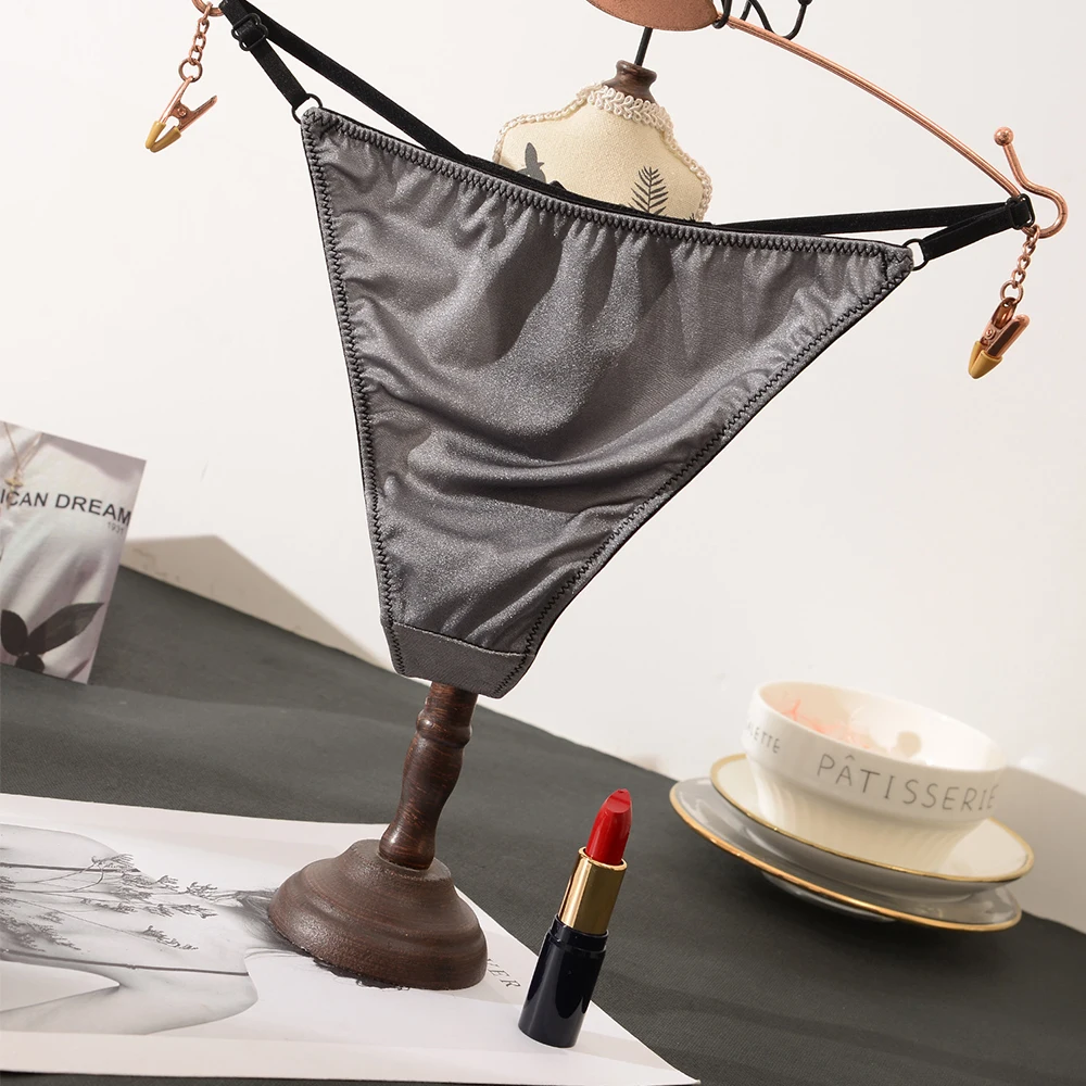 الملابس الداخلية الفاخرة القطن مثير سلس القوس ملخصات g-سلسلة الساتان سراويل الجنس ثونغ #2