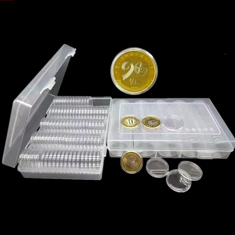 100 件 27Mm/30Mm Transparent Coin Cases Coins Storage Capsules Protection Box Container Holder Coin Collect Box Case Collect