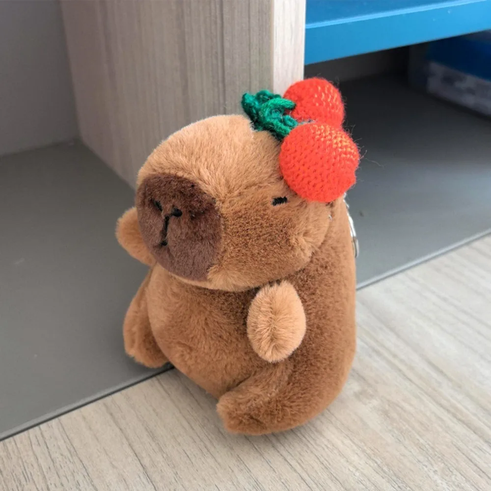 Cartoon Capybara Plush Capybara Keychain Guinea Pig Stuffed Animals Fluffty Animal Doll Soft Headgear Capybara Doll Kids