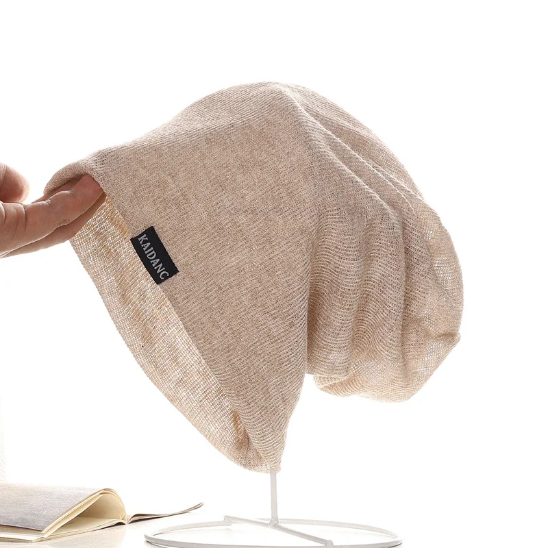 

Summer Thin Breathable Pullover Hat for Women Fashionable Super Big Head Circumference Pile Hat for Men Outdoor Beanie Cap