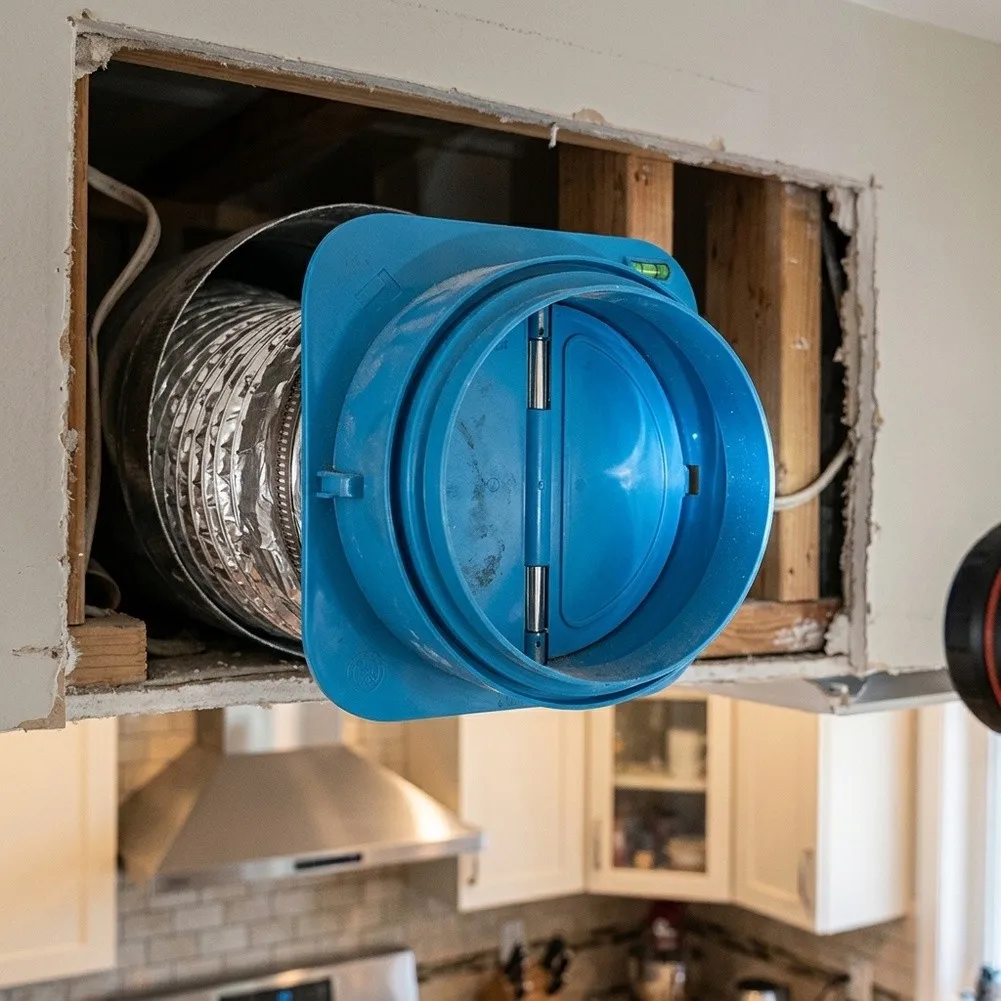Galvanized Steel Housing One-Way Reverse Airflow Damper Compatible with 4 Inch 100mm Ducts for Kitchen and Bathroom