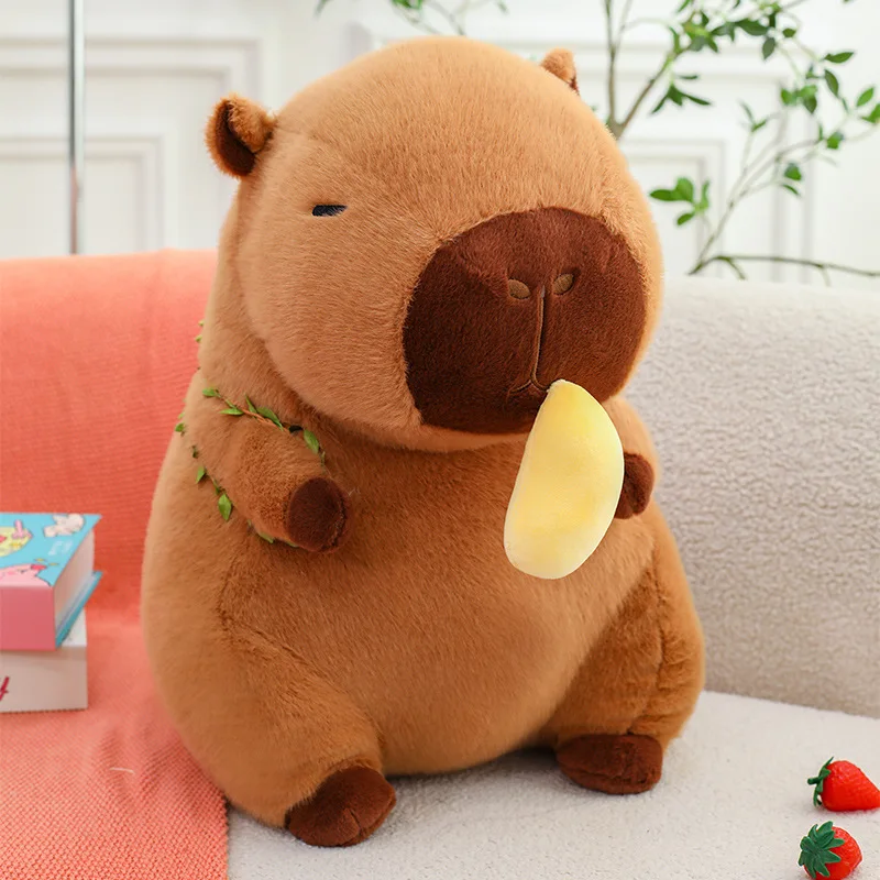 귀여운 카피바라 과일 두리안 봉제 인형 베개 귀여운 기니피그 봉제 인형 탈부착 가능한 백팩 어린이 생일 크리스마스 선물