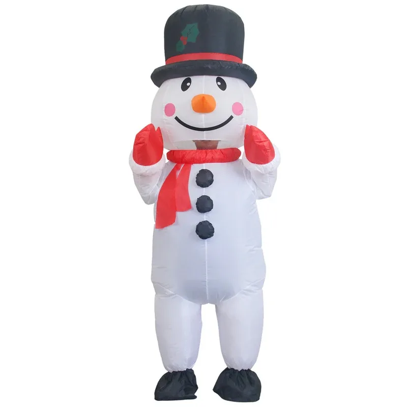 

zz04zz12Christmas with Big Hat Adult Inflatable Costume Fancy Snowman Dress Blow Up Suit