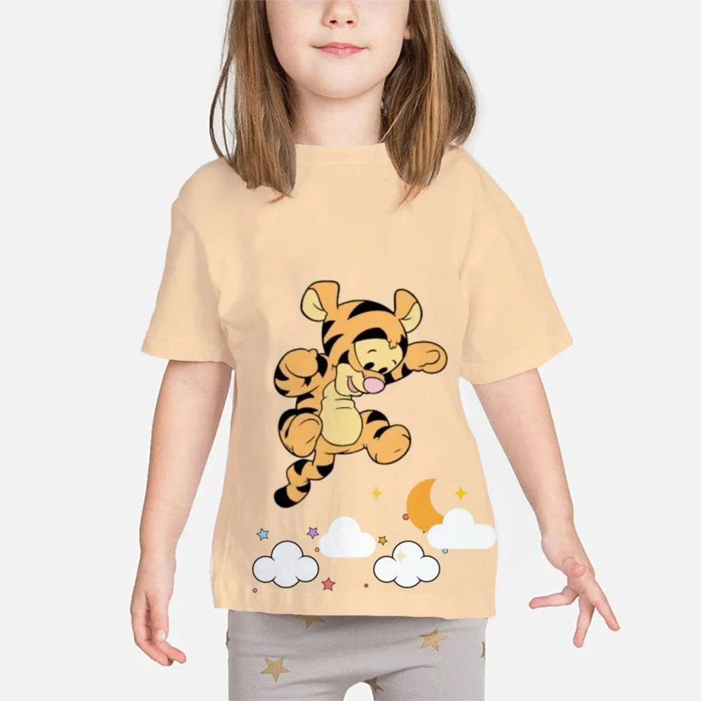 

Детская забавная футболка Disney, Винни-Пух, мультяшный милый медведь, графическая Одежда для девочек, летняя футболка для маленьких мальчиков, детские топы