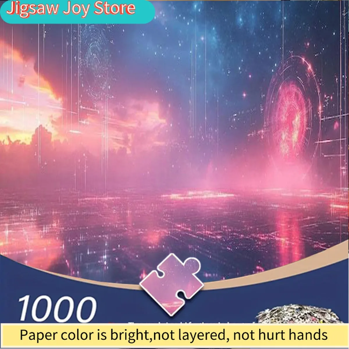 

Пазл для взрослых на 1000 элементов - Звездное небо: розовый и фиолетовый неоновый свет, 3D-иллюзия, крупногабаритный сложный пазл на 1000 деталей