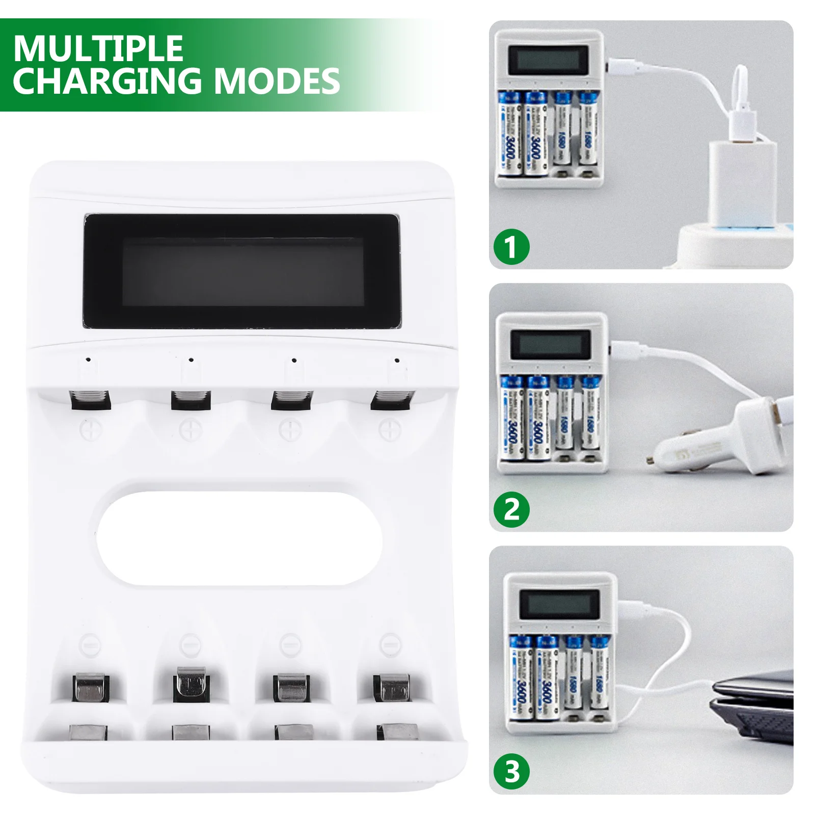 

Lcd Display 4 Bay Universal Rechargeable Chargers Overcharge Short Circuit Protection For Aa Aaa
