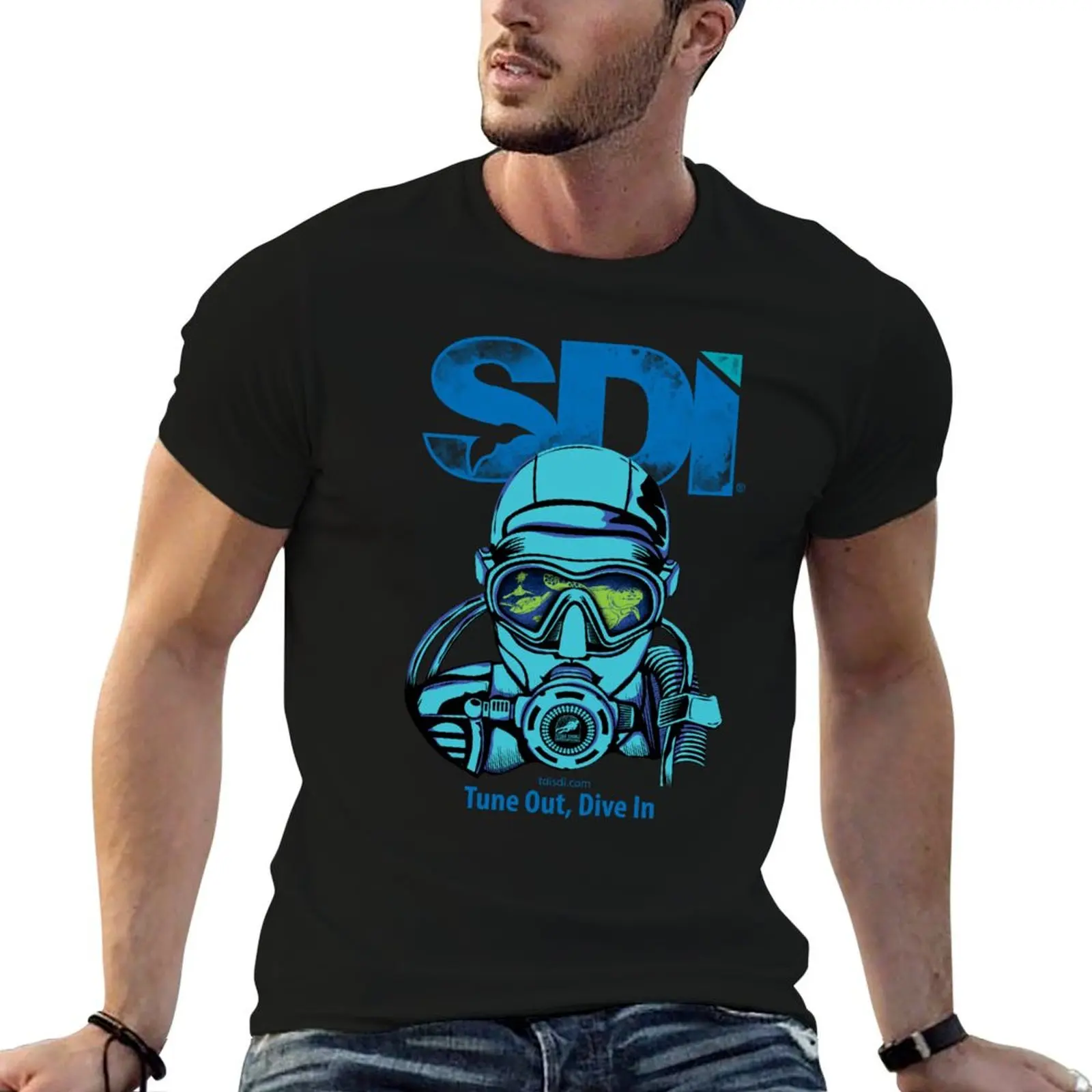 

Scuba Diving International (SDI)- Tune Out, Dive In T-Shirt cotton t shirts high quality t shirt man plain T-Shirt