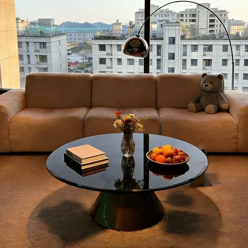 

Round Clear Coffee Table Stainless Steel Black Unique Italian Coffee Tables Small Cool Mesa De Centro Living Room Furniture