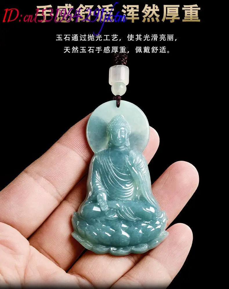 Natural Burmese Jadeite Buddha Pendant Necklace Fashion Real Jade Gemstone Jewelry Luxury Talismans Accessories Gifts for Women - view 3