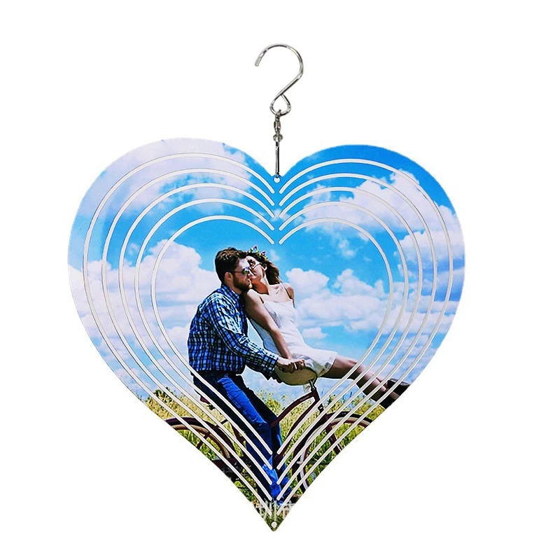 

100pcs 10inch Aluminum Heart Sublimation Wind Spinner Sublimation Garden Wind Spinners Blanks for Custom printing