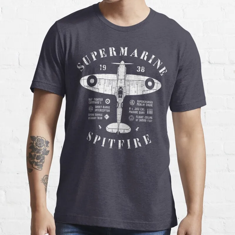 New Supermarine Spitfire T-Shirt Mens Tee Shirts S-5XL gym shirts Unisex