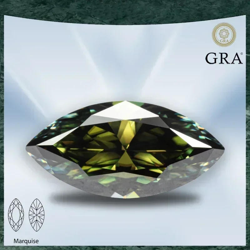 

Moissanite Stone Marquise Cut Natural Yellow Green Color VVS1 with GRA Certificate Gemstone Charms Top Jewelry Making Materials