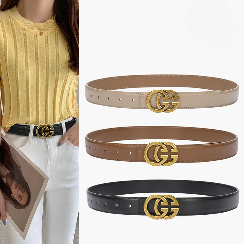 

Genuine Cattlehide Belt Women's Mesh Red Classic GG Genuine Leather Fashion Belts Versatile Real Leather Jeans Decorative Belts