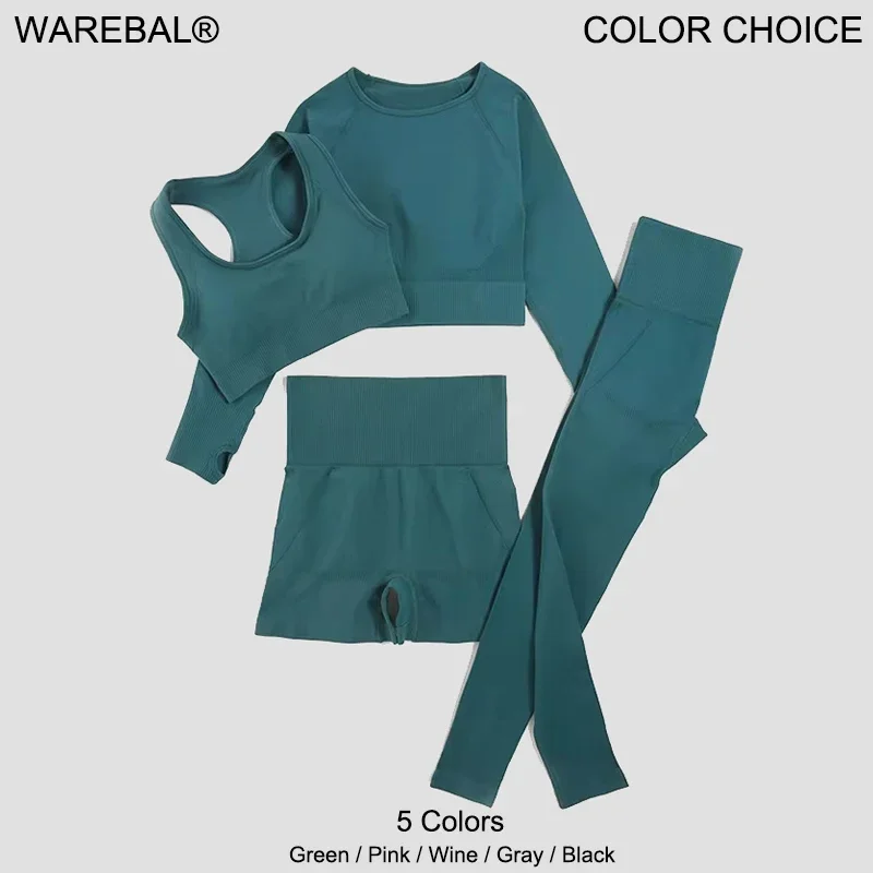 

WAREBALL 2/3/4pcs Seamless Yoga Set Gym Clothes Sportswear Yoga Suits For Women Fitness Set Tracksuits Sports Bra Gym Leggings