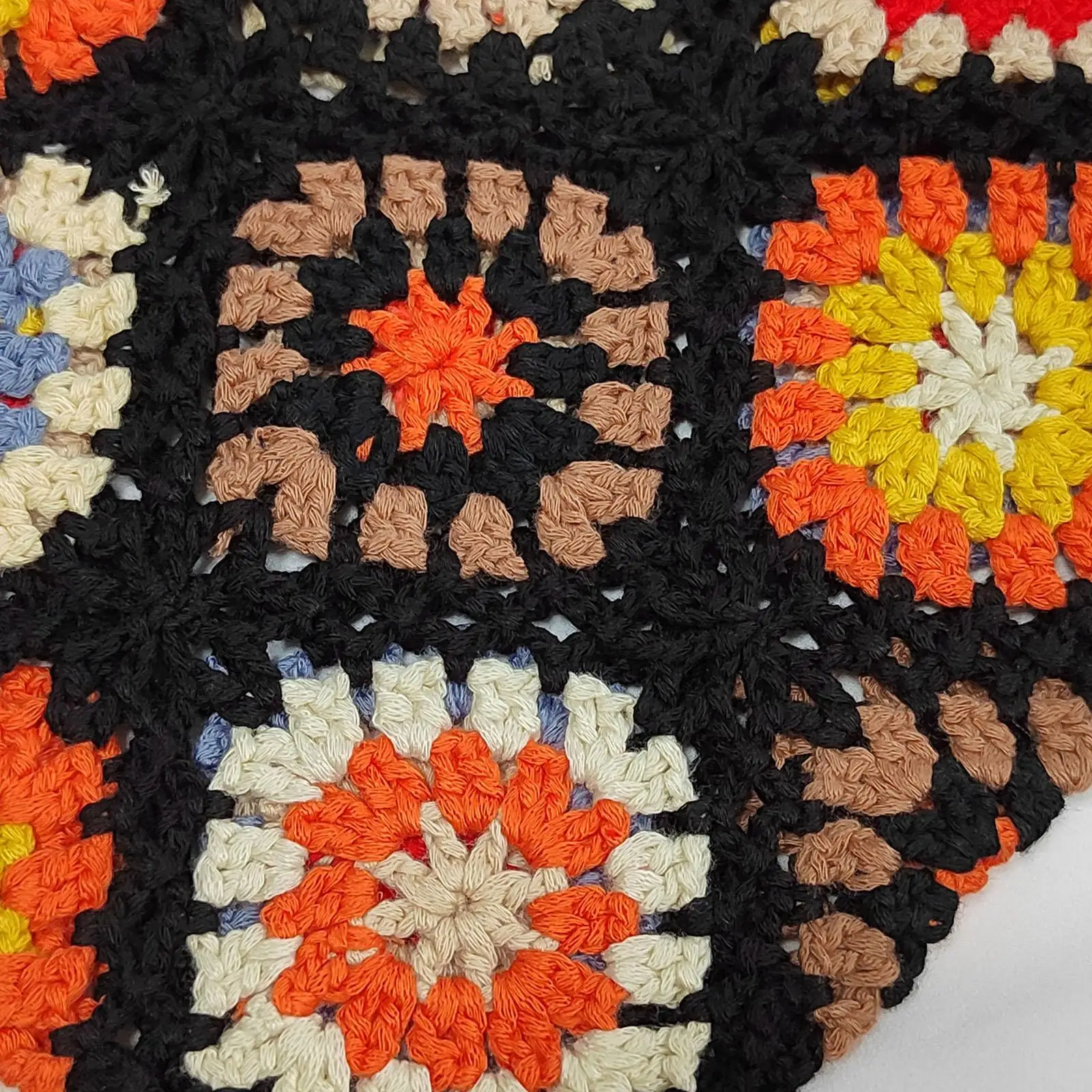Hand Knitted Boho Crochet Purse Women Shoulder Tote Multicolor Floral Summer Bag for Beach Picnic Dating