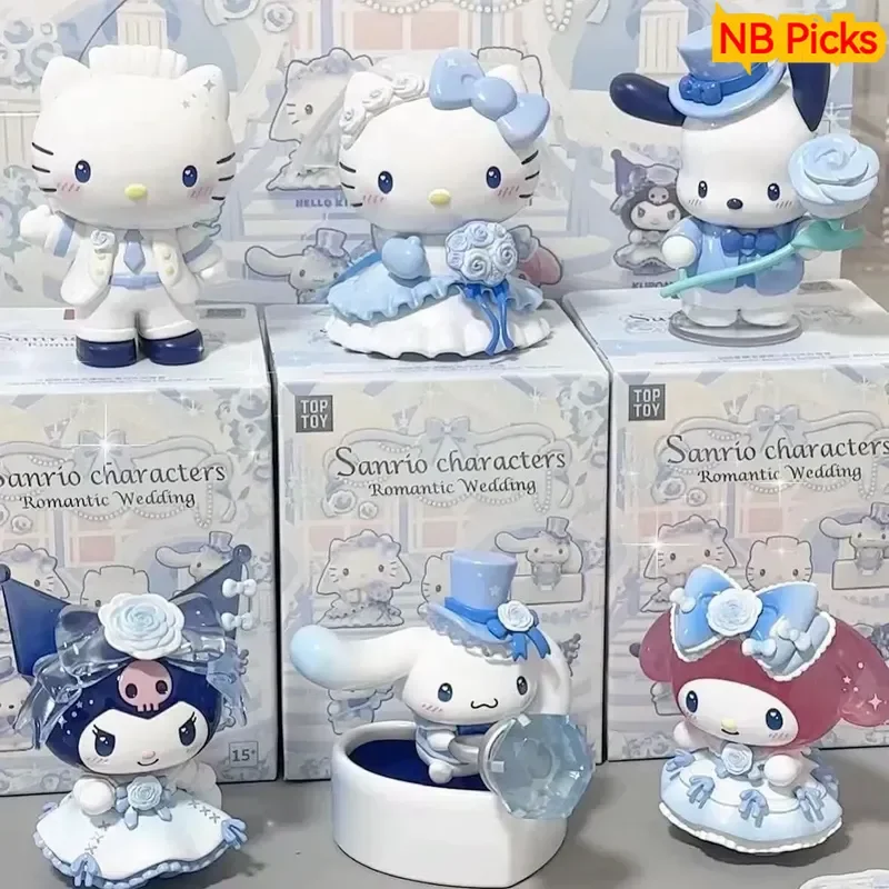 

Hello Kitty Romantic Wedding Series Blind Box Kuromi My Melody Doll Toy Ornament Anime Peripheral Figurines Festival Gift