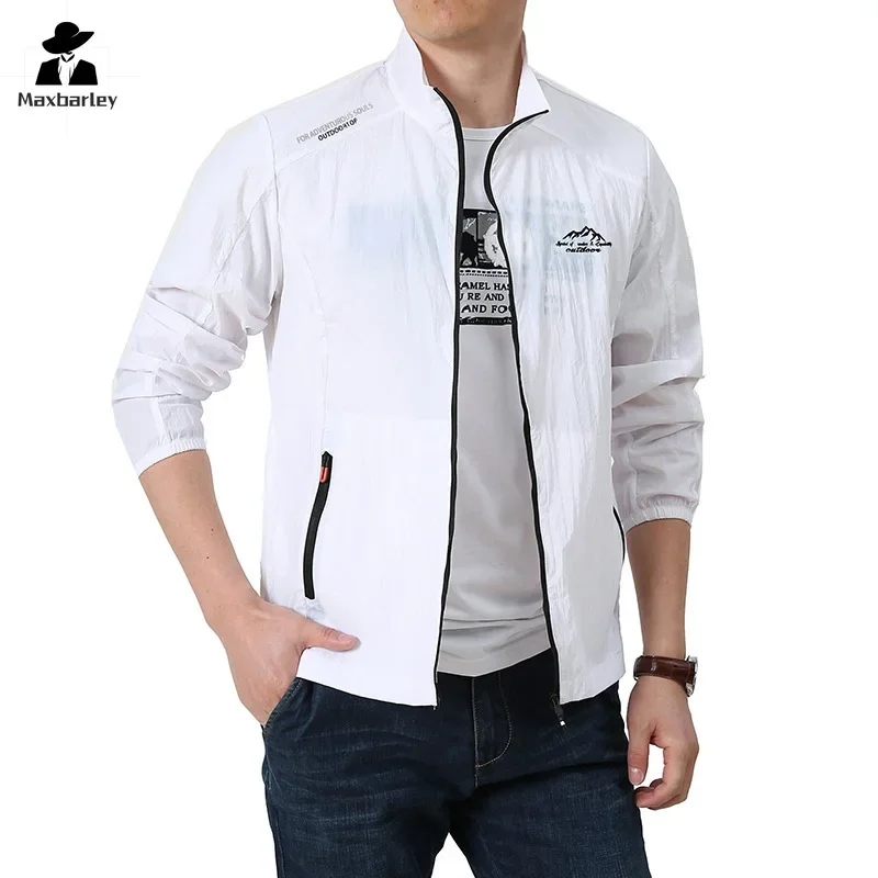 Outdoor Fishing Sun Protection Clothing Men\'s Summer Casual Thin Loose Breathable Work Jacket Hiking Waterproof Skin Windbreaker