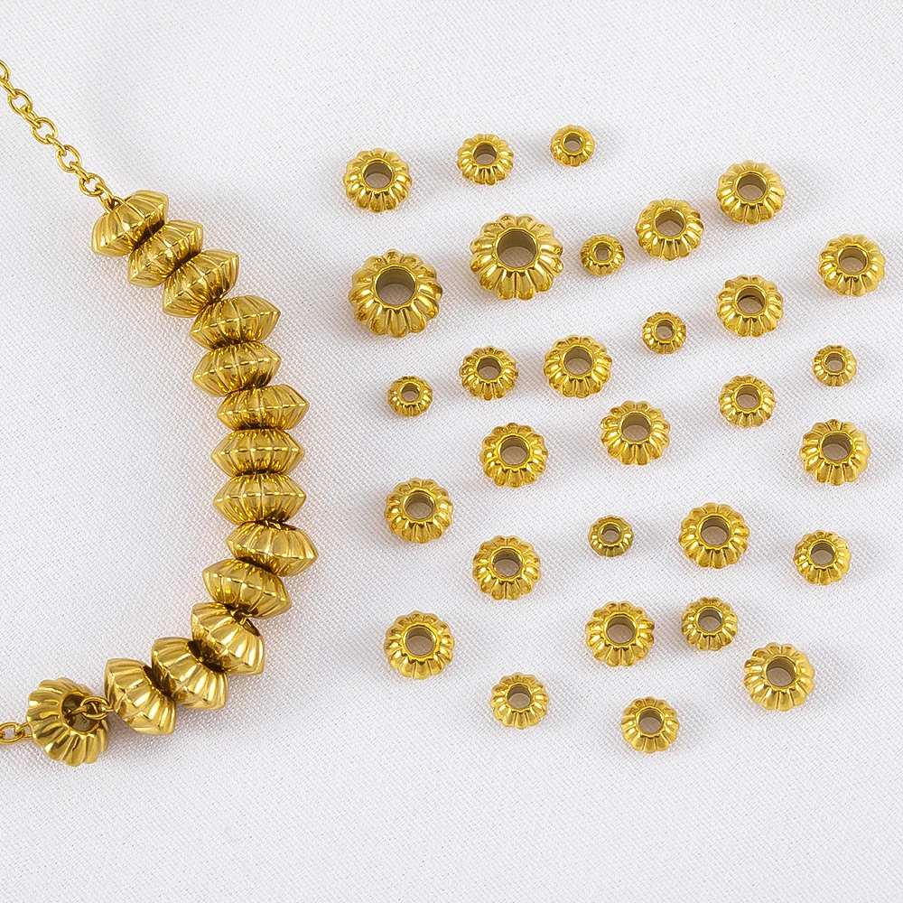 

20pcs 4/5/6/8mm Stainless Steel Daisy Flower Spacer Beads Gold Plated Loose Bead Cap for DIY Bracelet Jewelry Making Accessories