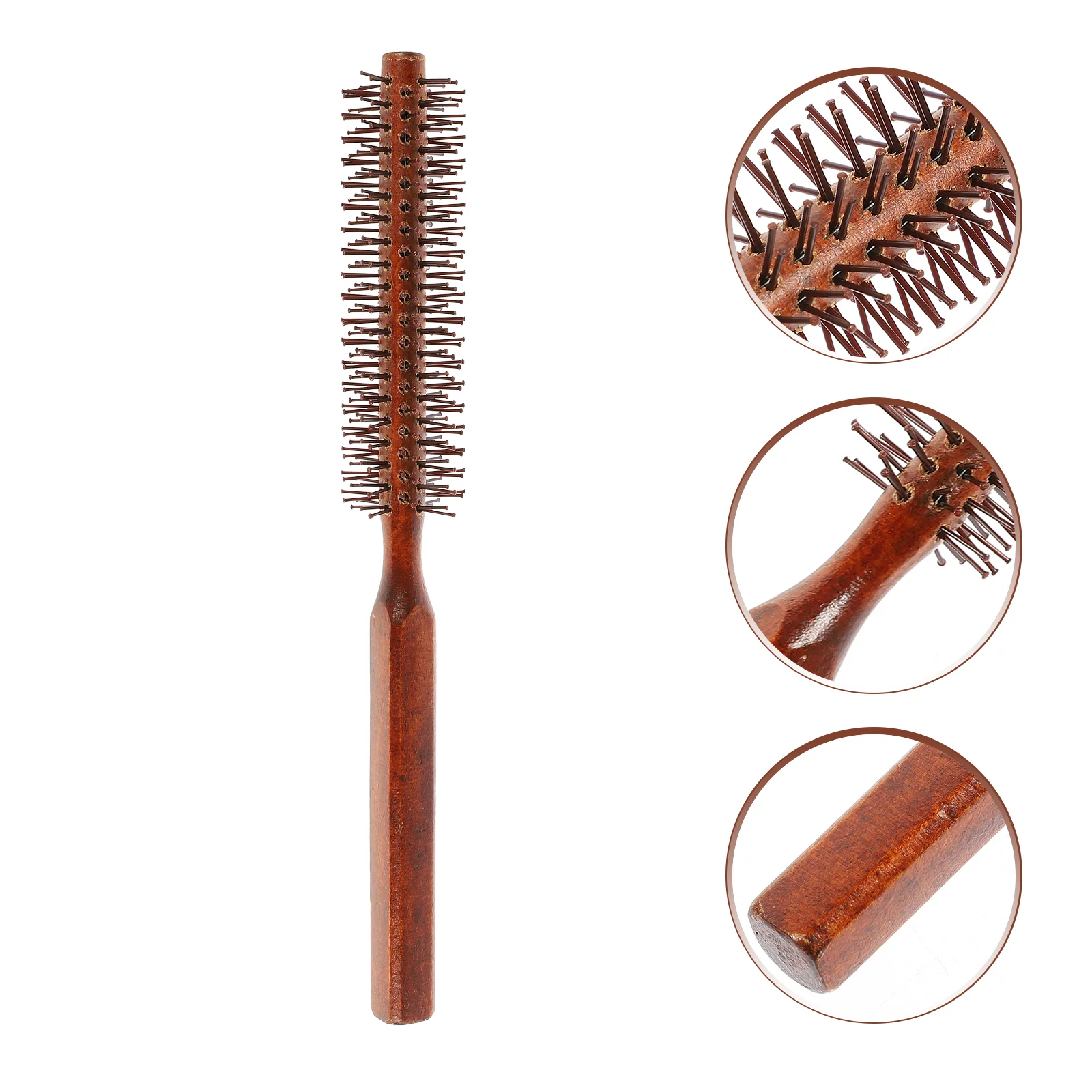 Mini Hair Brush Brushes Wooden Comb Blow Drying Anti-static Hairbrush for Curly Household Women Round Roller Miss Women\'s