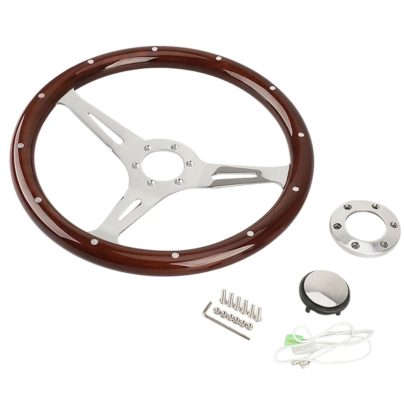 

15Inch 380Mm Car Racing Steering Wheel Wheel Wood Riveted Grip Sport Steering Wheel For Chevy Ford GMC