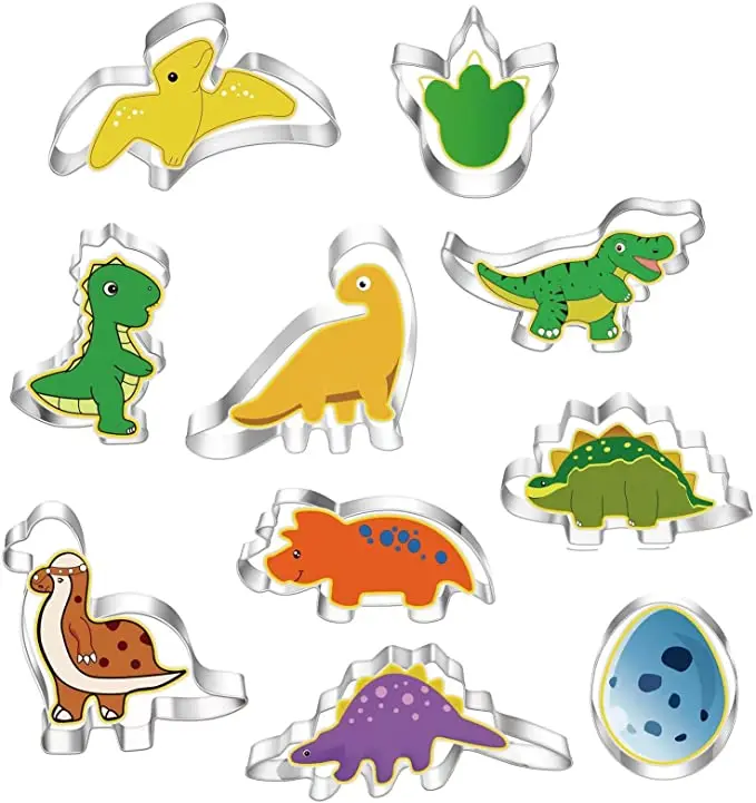 1set Dinosaur Cookie Cutter Mould Volcano Dino Animal Biscuit Fondant Mold For Kids Jungle Birthday Party Baking Cake Decor Tool