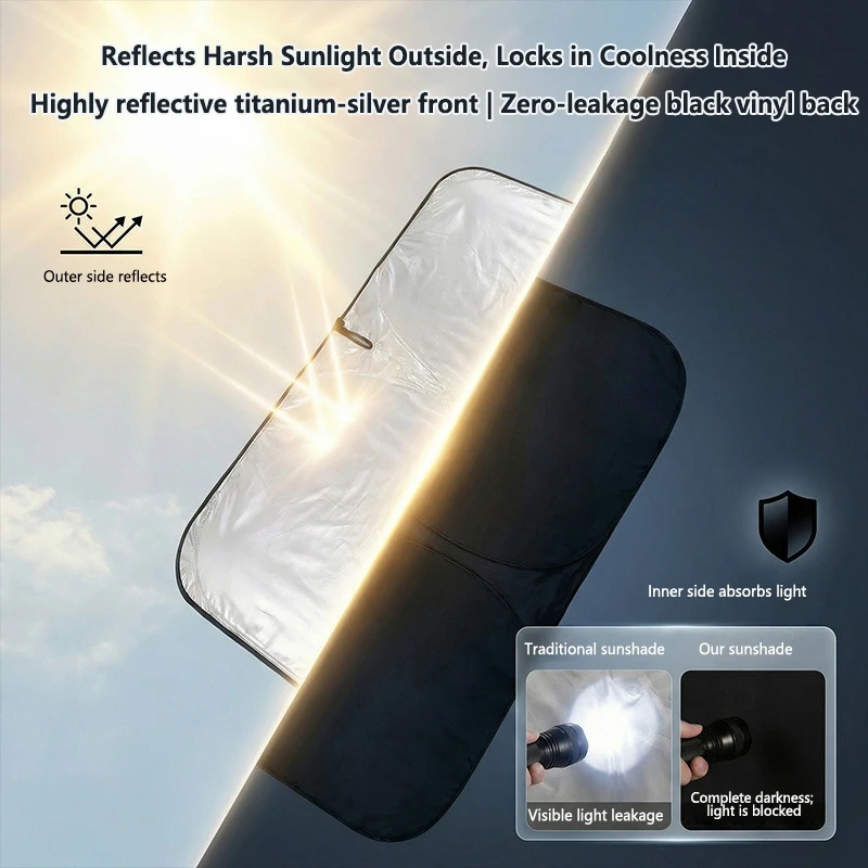 Foldable Car Front Windshield Sun Shade Heat Insulation Light Blocking Sun Visor Summer Vehicle Cooling Sun Protection Cover