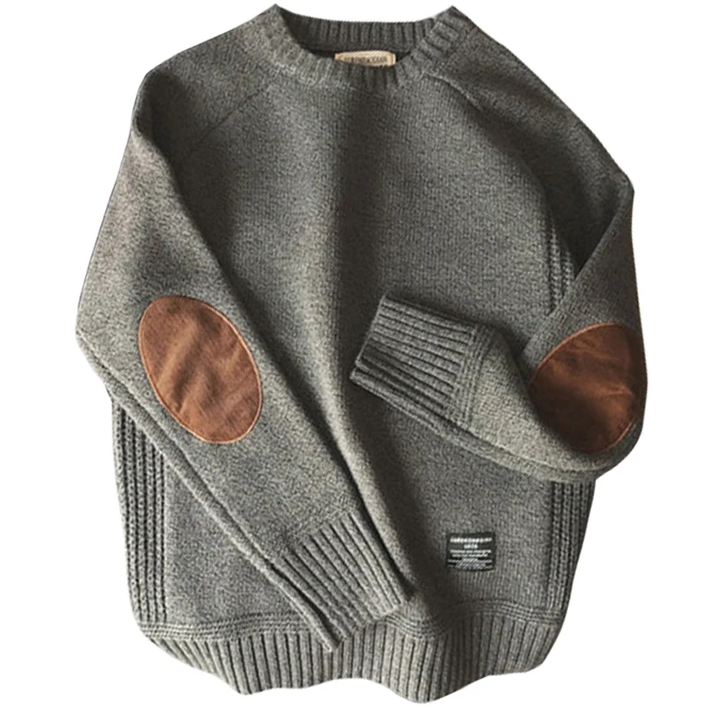 Baru Sweater Pullover pria Fashion Patch desain Sweater rajut pria Harajuku Streetwear O leher kasual Pullover pria ukuran Plus