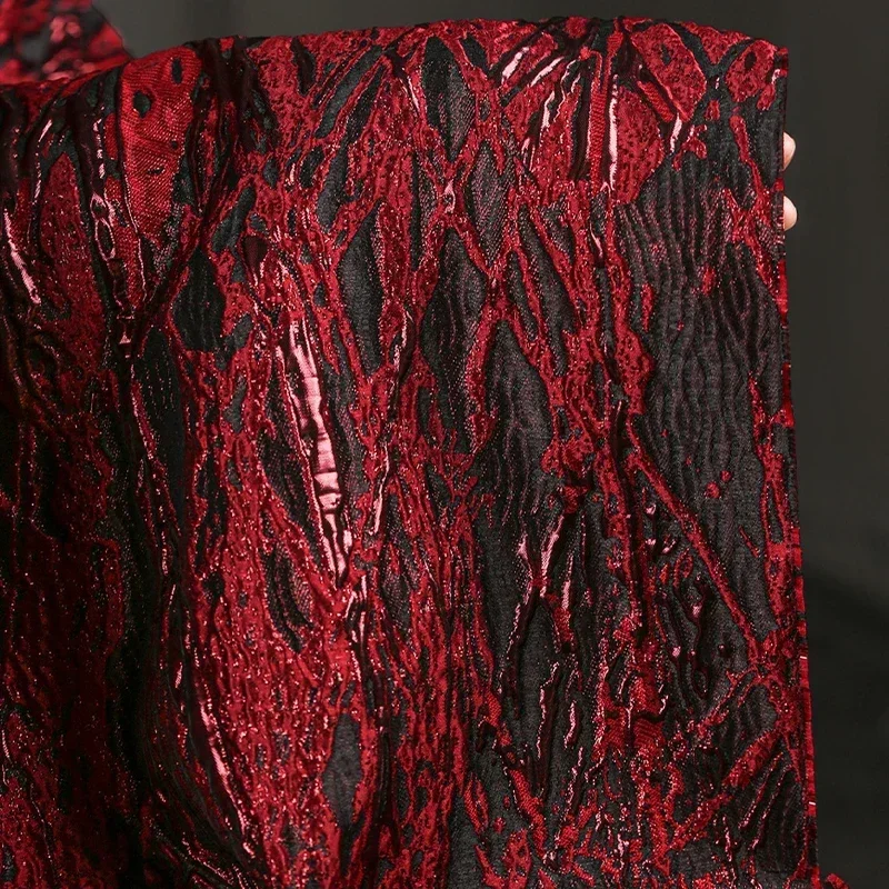Heavy Texture Undulating Vein Gilded Jacquard Fabric 3D National Style DIY High-Grade Coat Jacket Hanfu Clothing Designer Fabric