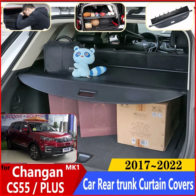 Car Trunk Curtain For Changan CS55 Accessories CS55 PLUS 2017~2022 MK1 Car Rear Trunk Curtain Rear Trunk Cargo Cover Accessories