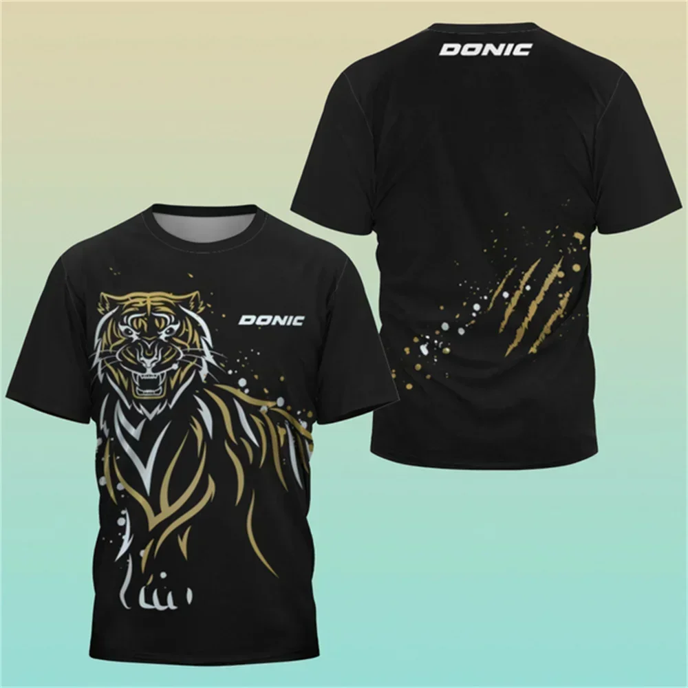New Hot 3D-Printed Table Tennis Shop Shirt, Sweat-Wicking Training T-Shirt, Comfortable Top, Badminton Sports Round Neck O N