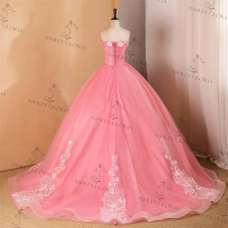 Autumn New Vestidos 15 Quinceanera Dresses Party Dress With Train Real Photo Ball Gown Robe De Bal Ashley Gloria Customized