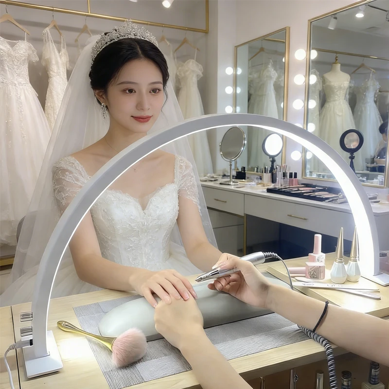 1 pçs meia-lua em forma de u prego e lâmpada de beleza salão de beleza desktop prego e luz de proteção para os olhos luxo led lâmpada de trabalho lâmpada de unhas
