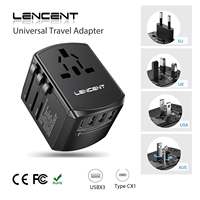 Lencent Universal Travel Adapter Travel Charger with 3 Usb-A+ 1Type C All-In-One Wall Charger for Us Eu Uk Aus Travel