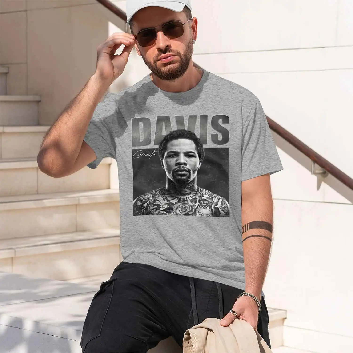Gervonta Davis Portrait Tattooed Boxing The Boxings Ink-Fil Womens clothing men's crew neck t-shirt 2026 New Model Men’s Short-s view 3