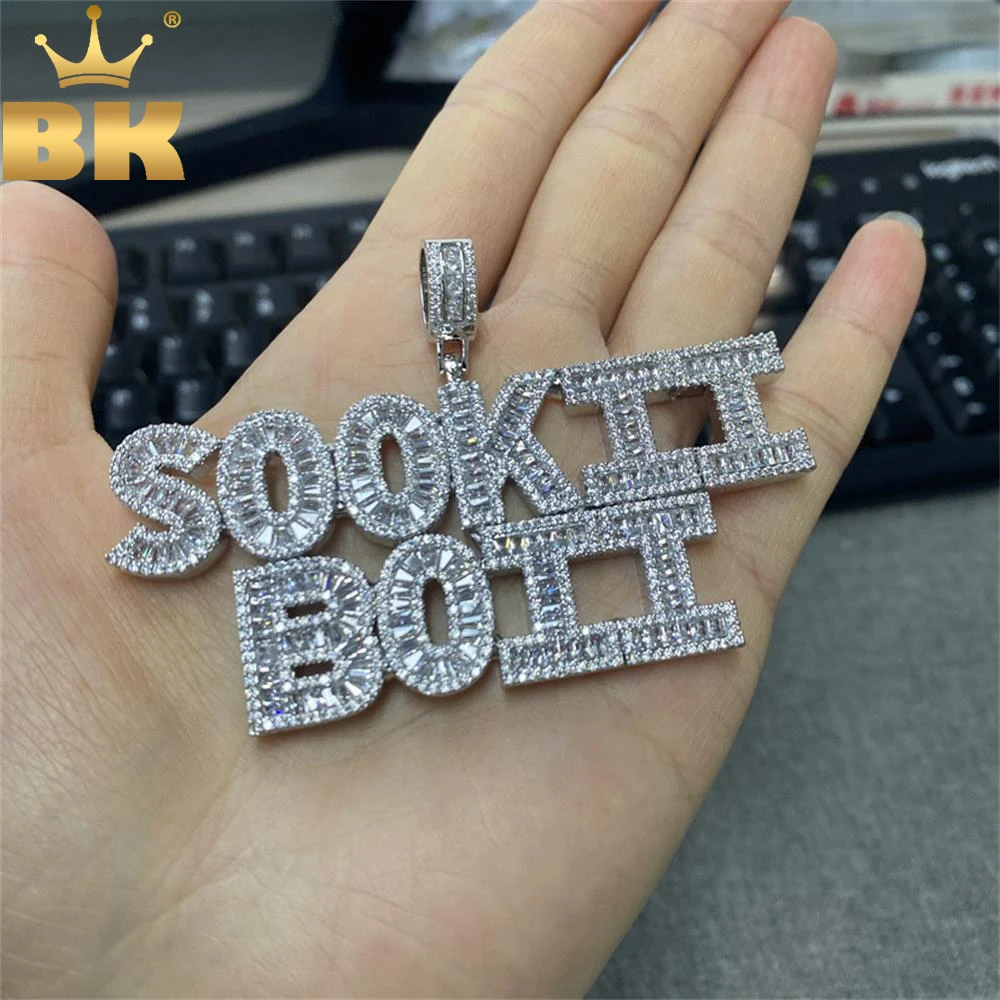 TBTK Custom Small Size Baguettecz Name Necklaces Iced Out Cubic Zirconia Letters Fashion Personalized Jewelry For Gift