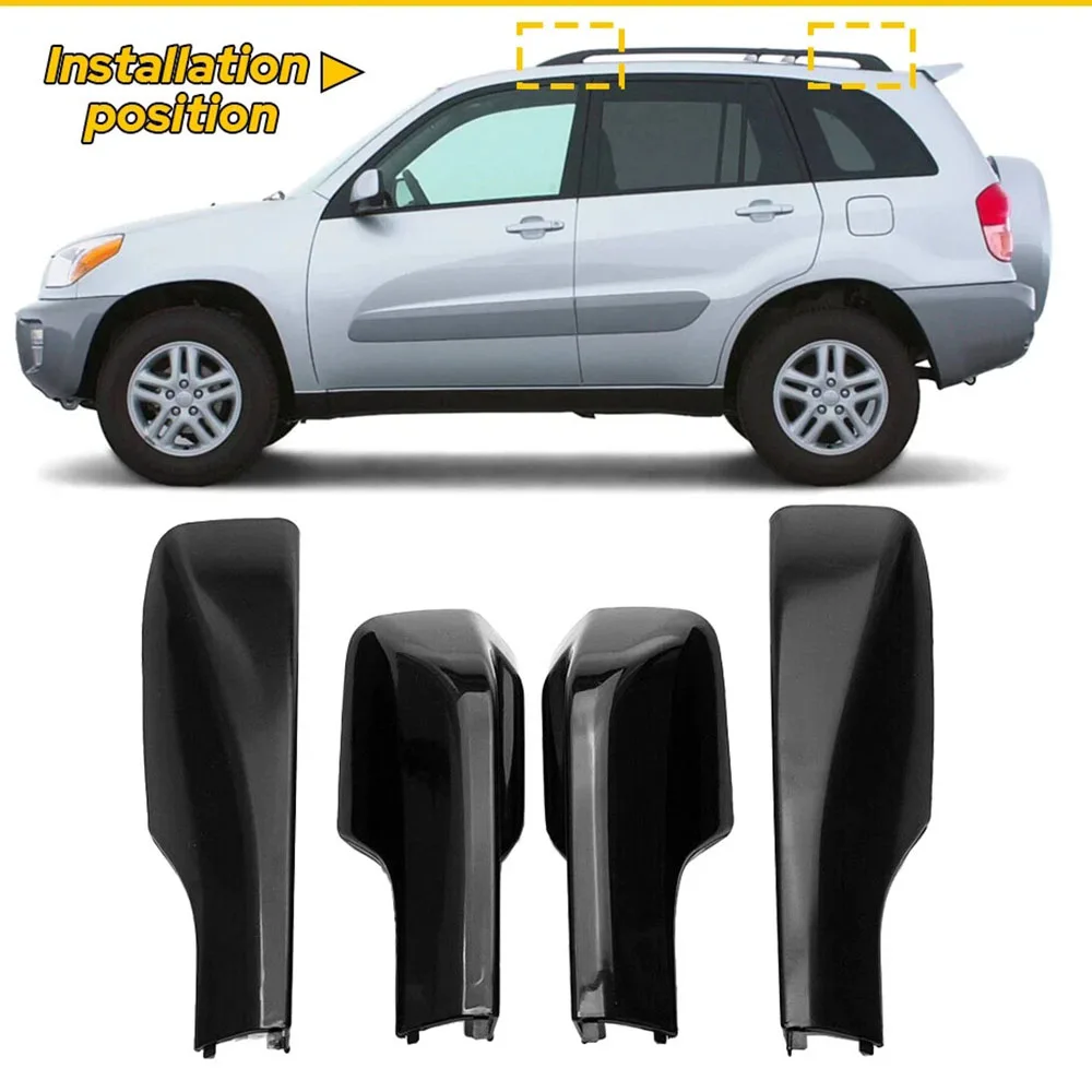 Car Accessories Black Roof Rack Rails End Cap Protection Cover Shell for Toyota RAV4 2001-2005 Cargo Rack Legs Protection 4pcs