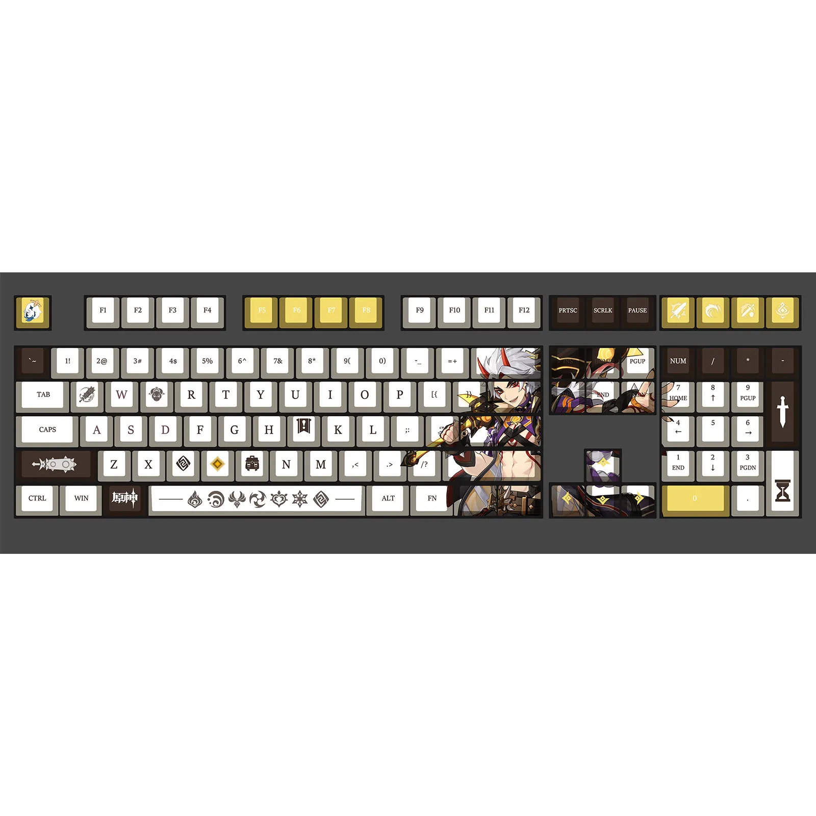 Genshin Impact Arataki Itto Keyboard Keycap Cartoon Anime Game Periphery 108Pcs Key Caps OEM Height Cumputer Accessories