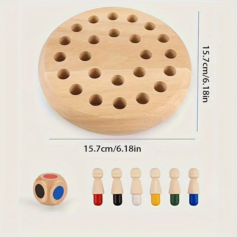 Memory-Match-Spiel aus Holz – Lern-Schachpuzzle für Kinder und Erwachsene – Fortgeschrittene – tragbares Familienbrettspiel