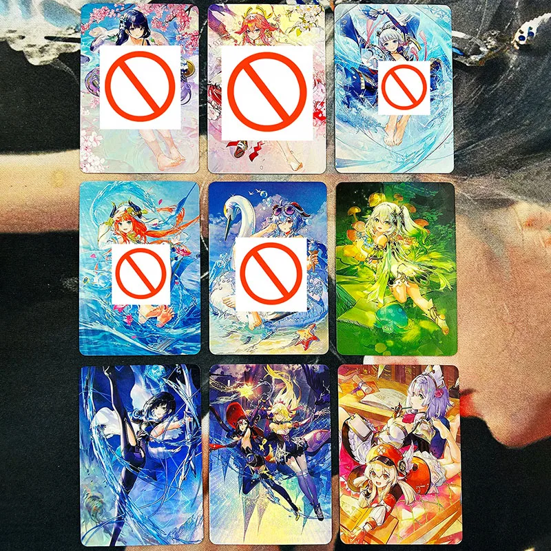 9pcs/set Genshin Impact Paimon Ronova Istaroth DIY self-made Color Flash Card Anime Game Collection Card Gift Toy