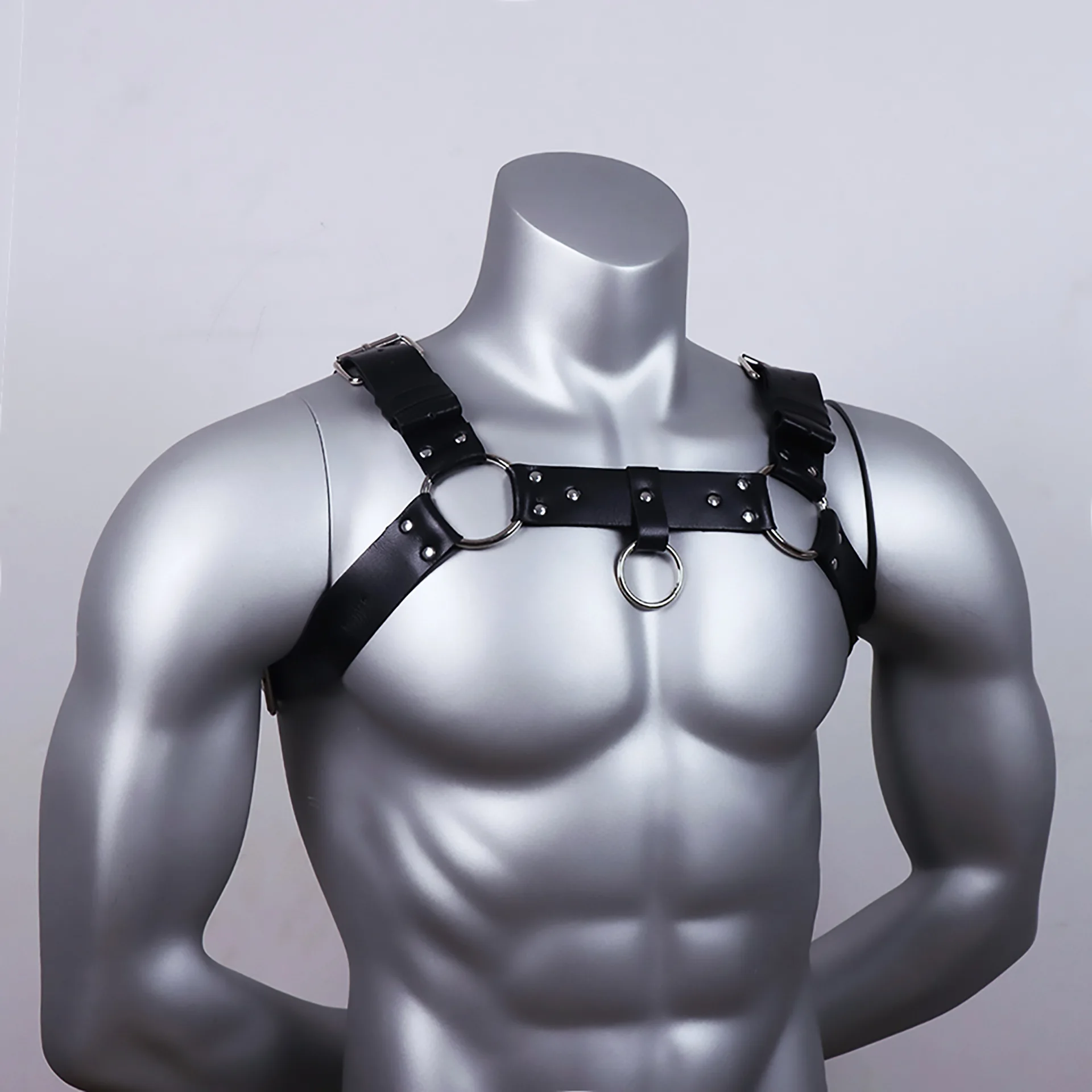 Gay Rave Harness Fetish Men Sexual Harness Belts Adjustable Leather Tops Body Chest Strap Erotic Rave Gay Clothing For BDSM