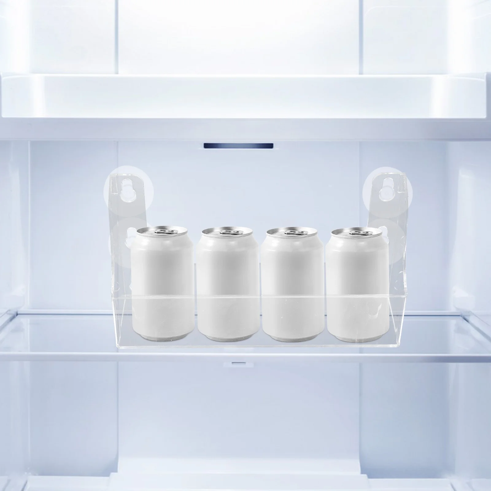 

1pc Suction Beverage Refrigerator Shelf Drinks Organizer Acrylic Transparent Easy Install Adjustable For Fridge Smooth