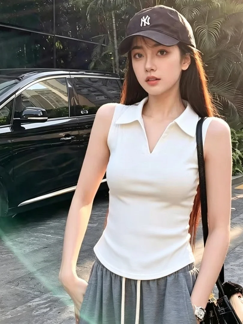 Women's  Neck Vest 95% Cotton Sleeveless Base Shirt Inner Wear Slim Fit Outerwear Large Size Spring Summer New Style