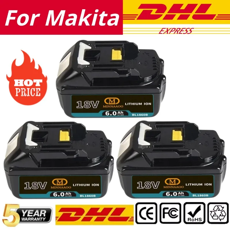 

Для Makita 18 В 6,0 Ач/5,0 Ач BL1850B 1860B 1840B литиевая батарея для LXT/TD173D/BL1830/BL1860/TW251D аккумулятор для электроинструментов